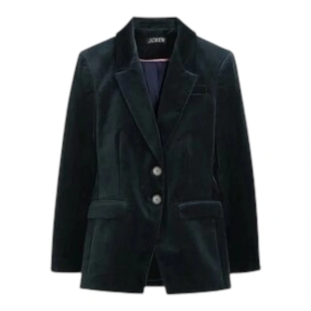 J crew Blazer and Pants Pantsuit Black Green Undertones Sz 2 NWT